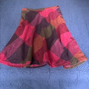 Plaid A-Line Skirt - Red and Brown